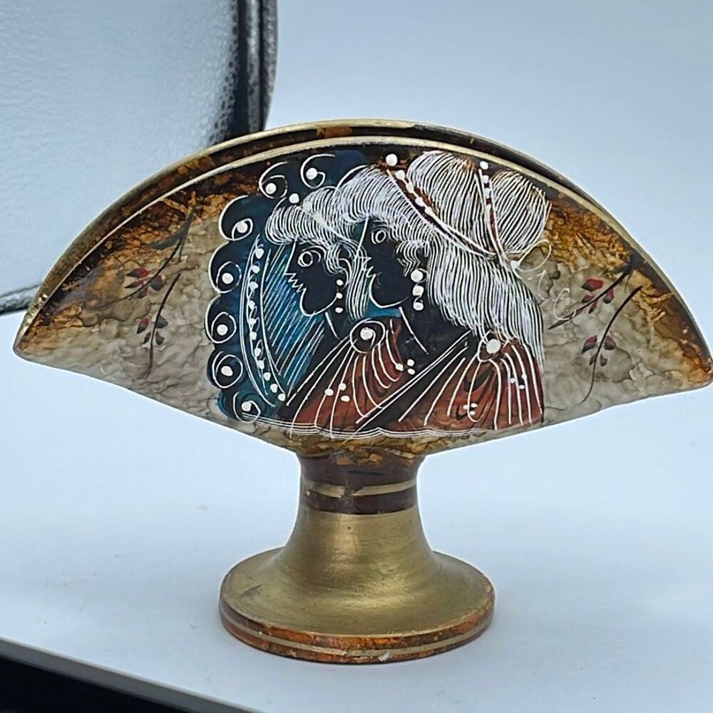 Vintage Handmade Greek ceramic napkin holder.